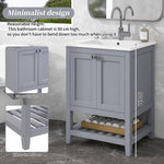 Bathroom Vanity Unit Base Cabinet 60cm Ceramic Washbasin Light Grey