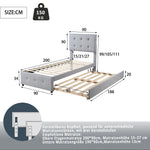 Upholstered Bed, Pull-Out Adjustable Headboard Single, Linen Grey