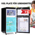 Retro Refrigerator, Double-Door 72L Capacity, LED Lighting, Various Colors