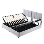 Upholstered Bed, 180x200 cm Hydraulic Storage, Linen Grey