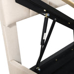 Children's Upholstered Loft Bed 90x200cm Hydraulic Storage, Linen Beige