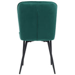 5-Piece Dining Set Modern Kitchen Table 117x68cm with 4 Upholstered Chairs Dark Green Velvet / White MDF