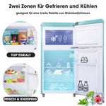Retro Refrigerator Double-Door 72L/21L Freezer LED Available in Various Colors