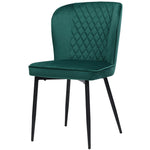 5-Piece Dining Set Modern Kitchen Table 117x68cm with 4 Upholstered Chairs Dark Green Velvet / White MDF