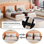 Upholstered Bed 180x200 cm Hydraulic Storage Multifunctional Beige Linen