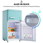 Retro Refrigerator Double-Door 72L/21L Freezer LED Available in Various Colors