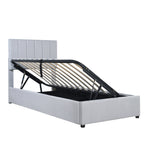 Children's Bed Upholstered, Hydraulic Storage, Linen, Grey