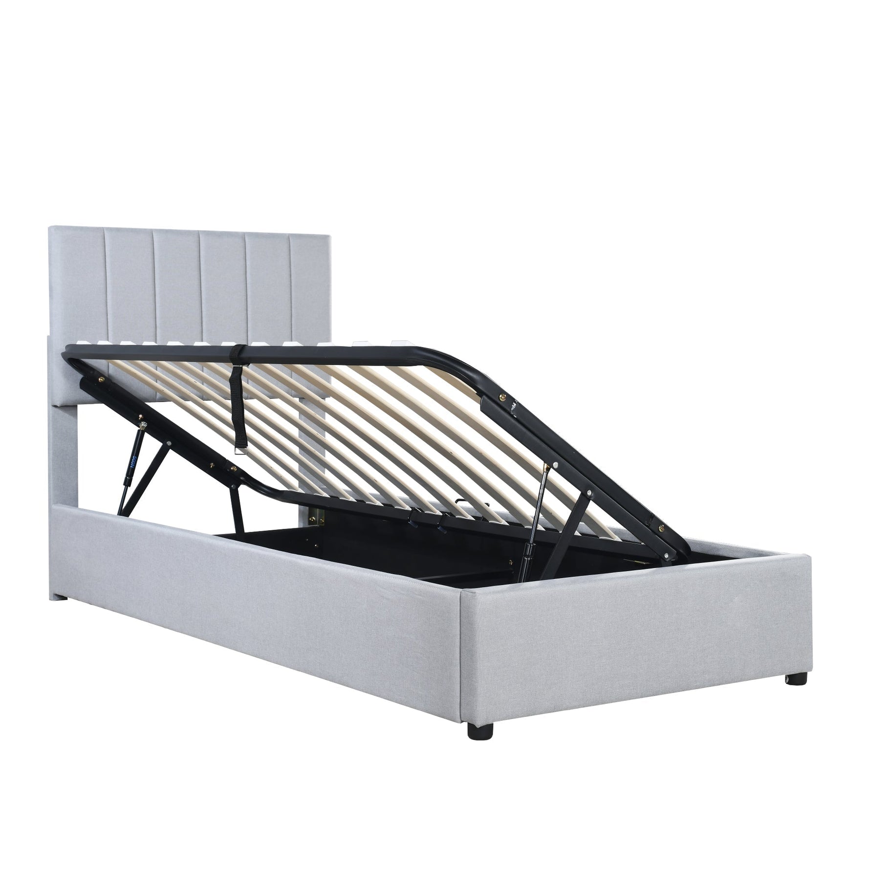 Children's Bed Upholstered, Hydraulic Storage, Linen, Grey