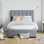 Children's Bed Upholstered, Hydraulic Storage, Linen, Grey