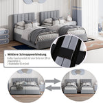 Upholstered Bed, 180x200 cm Hydraulic Storage, Linen Grey