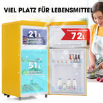 Retro Refrigerator, Double-Door 72L Total 21L Freezer, LED, Various Colors