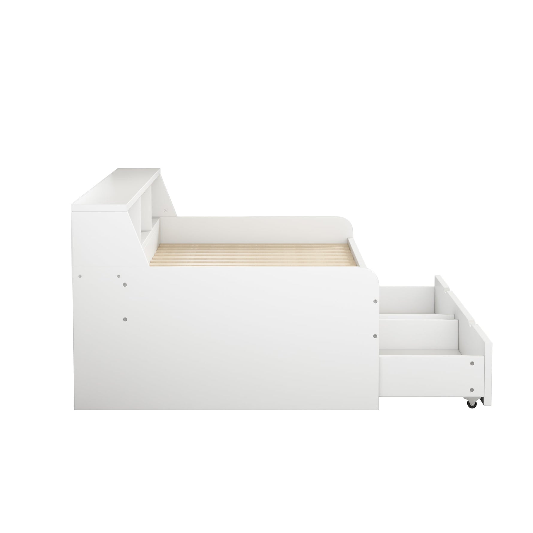 Daybed 90x200cm Single 2 Drawers Storage - White