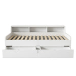 Daybed 90x200cm Single 2 Drawers Storage - White