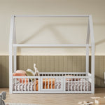 House Bed 140x200cm Double with Door - Solid Wood White