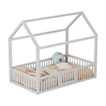 House Bed 90x200cm with Door Solid Wood - White