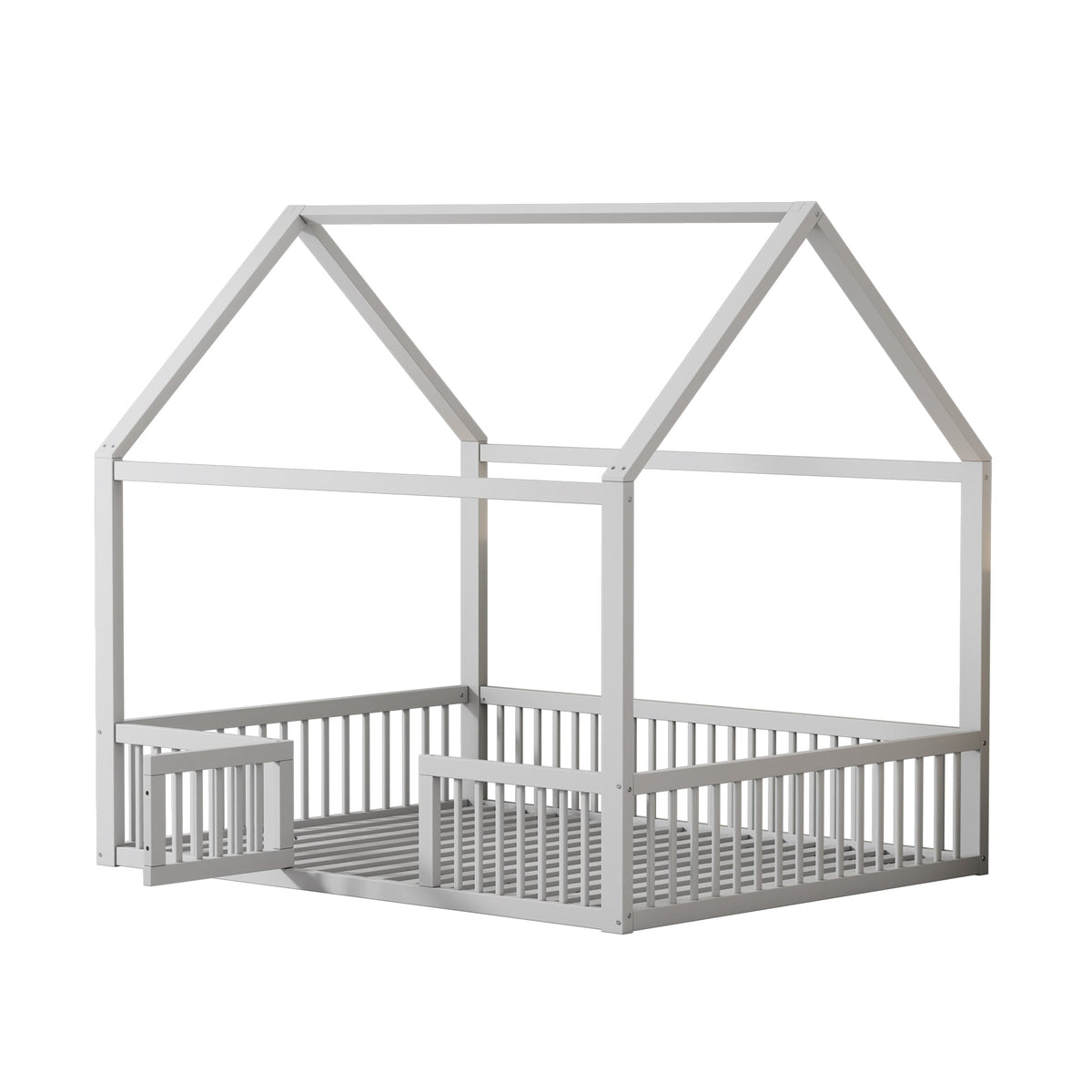 House Bed 140x200cm Double with Door - Solid Wood White