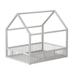 House Bed 140x200cm Double with Door - Solid Wood White