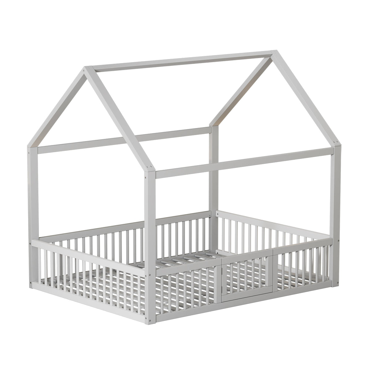 House Bed 140x200cm Double with Door - Solid Wood White