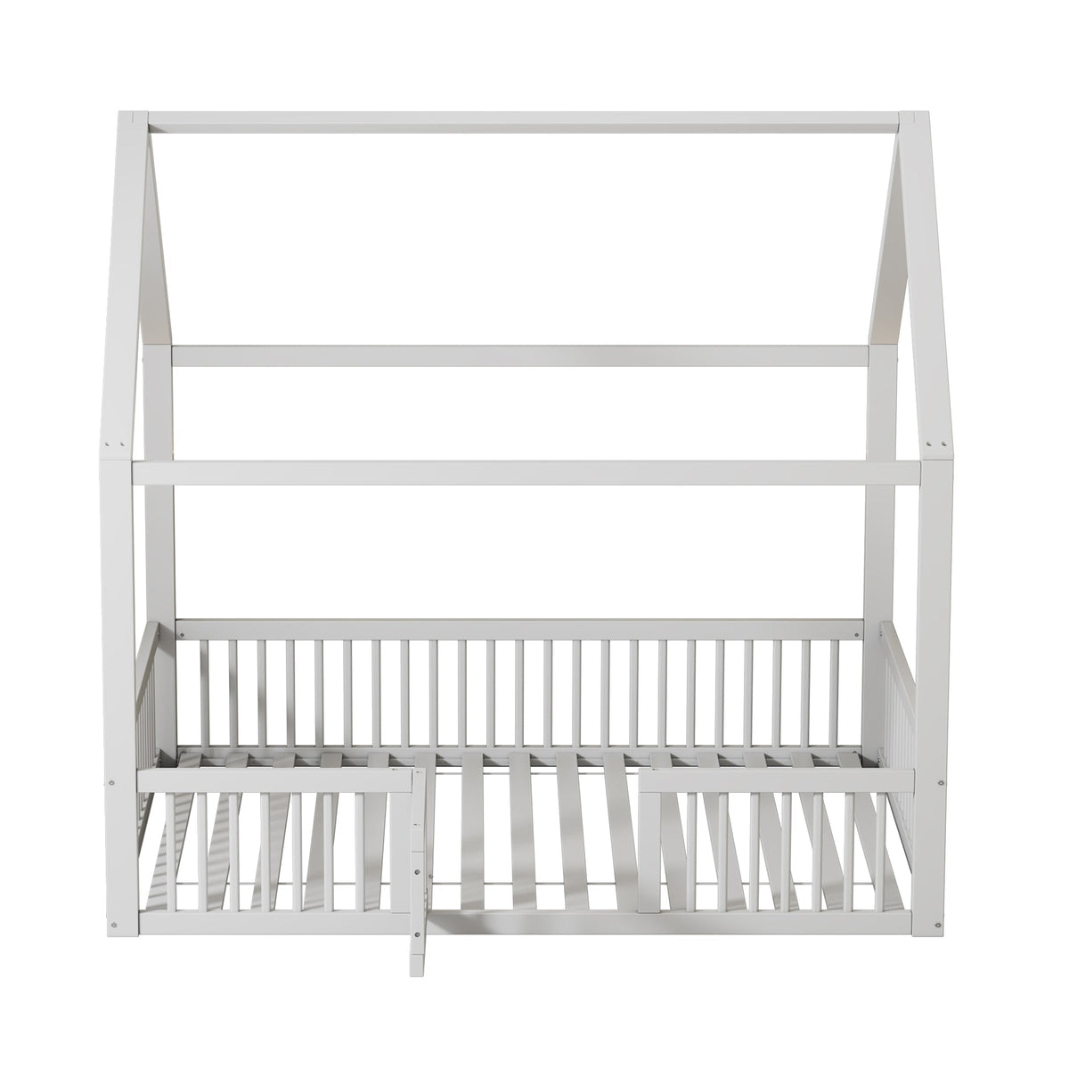 House Bed 140x200cm Double with Door - Solid Wood White