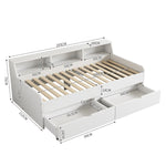 Daybed 90x200cm Single 2 Drawers Storage - White