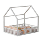 House Bed 140x200cm Double with Door - Solid Wood White