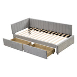 Upholstered Bed Sofa, 90*200 Multifunctional with 2 Storage Drawers, Gray Velvet