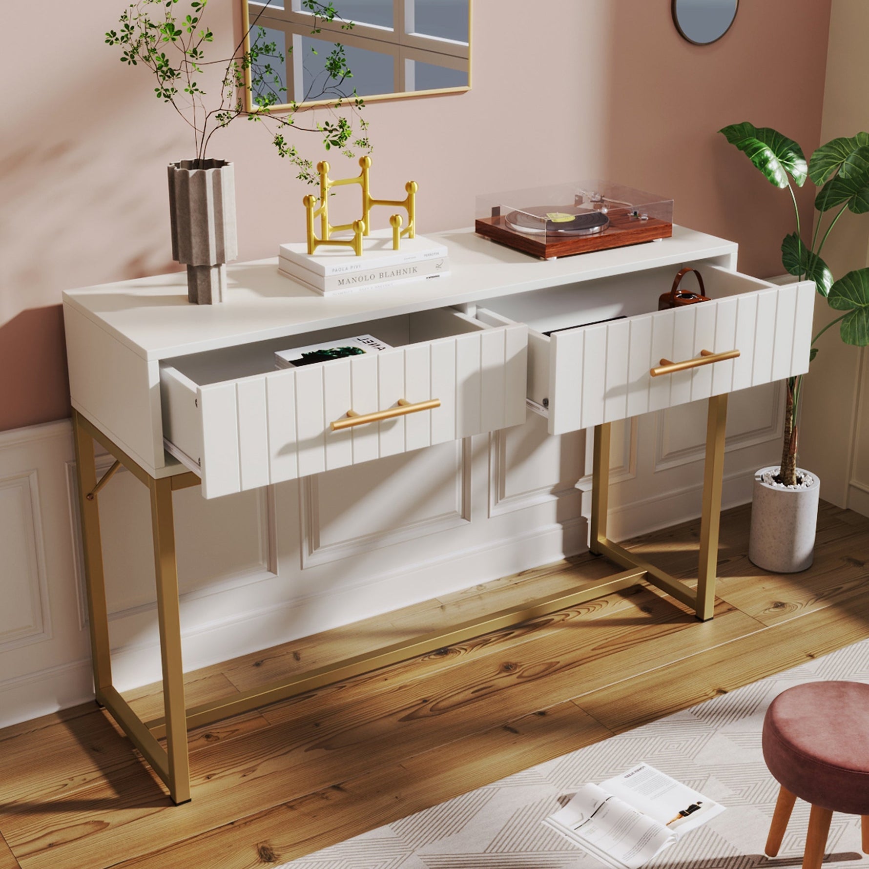 Dressing table with 2 drawers, 75cm high, white