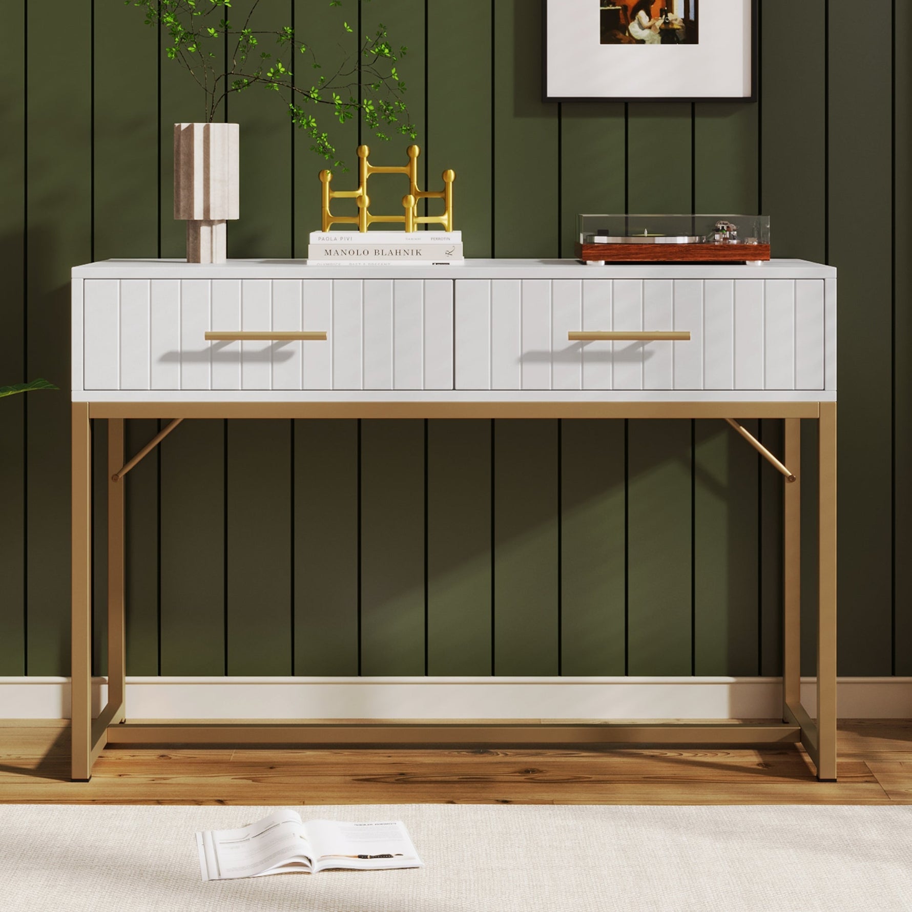 Dressing table with 2 drawers, 75cm high, white