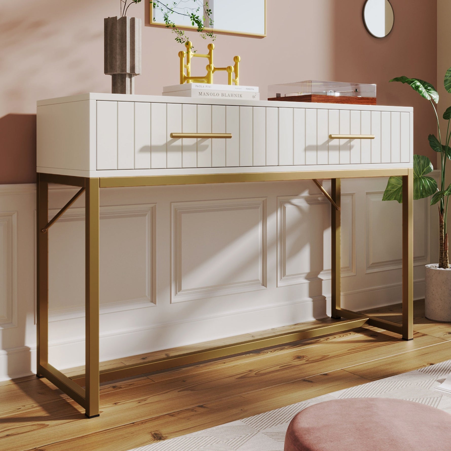 Dressing table with 2 drawers, 75cm high, white