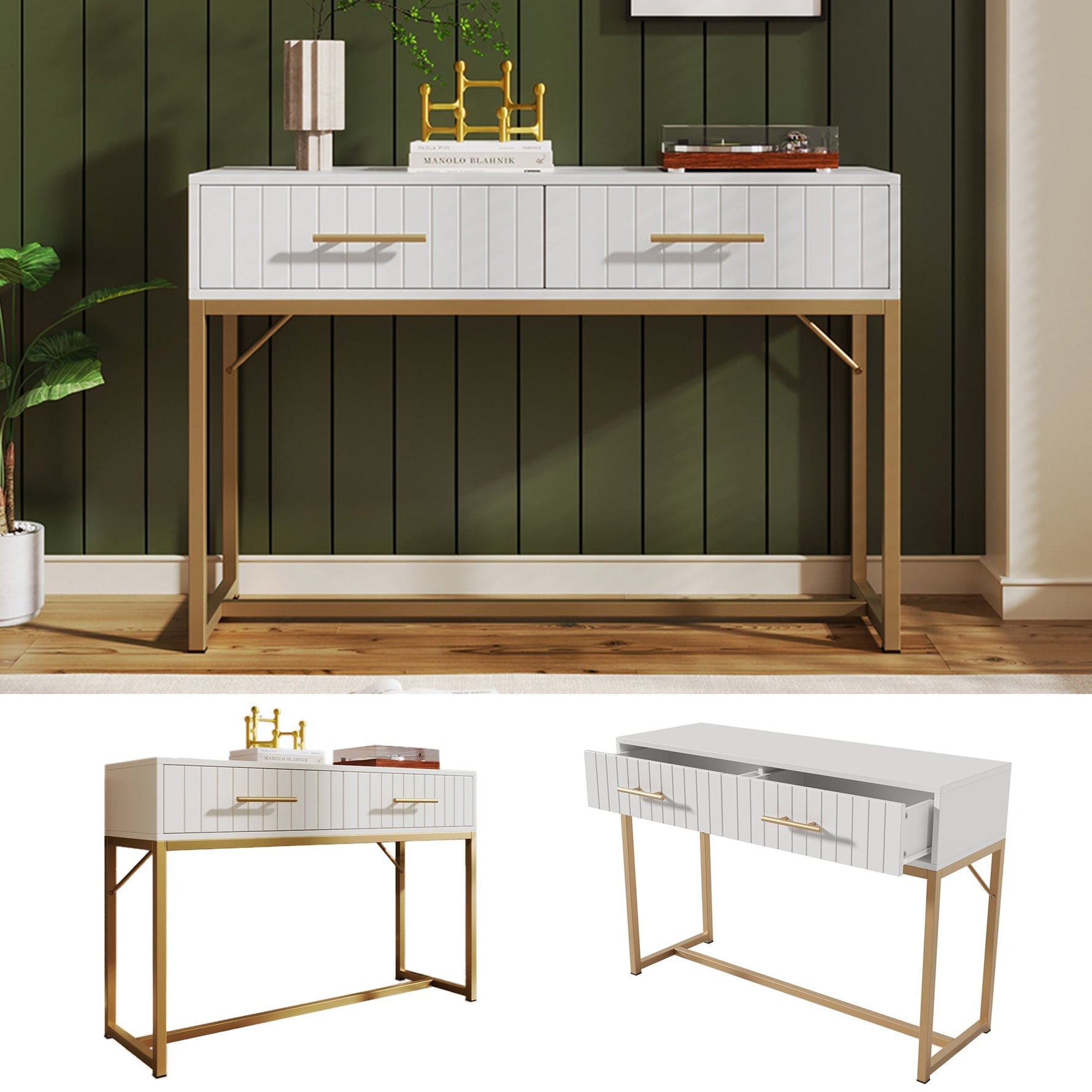 Dressing table with 2 drawers, 75cm high, white