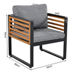 Garden Lounge Set 8-Piece Dining Set Galvanized Frame Wooden Armrests - Grey