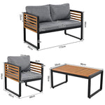 Garden Lounge Set 8-Piece Dining Set Galvanized Frame Wooden Armrests - Grey