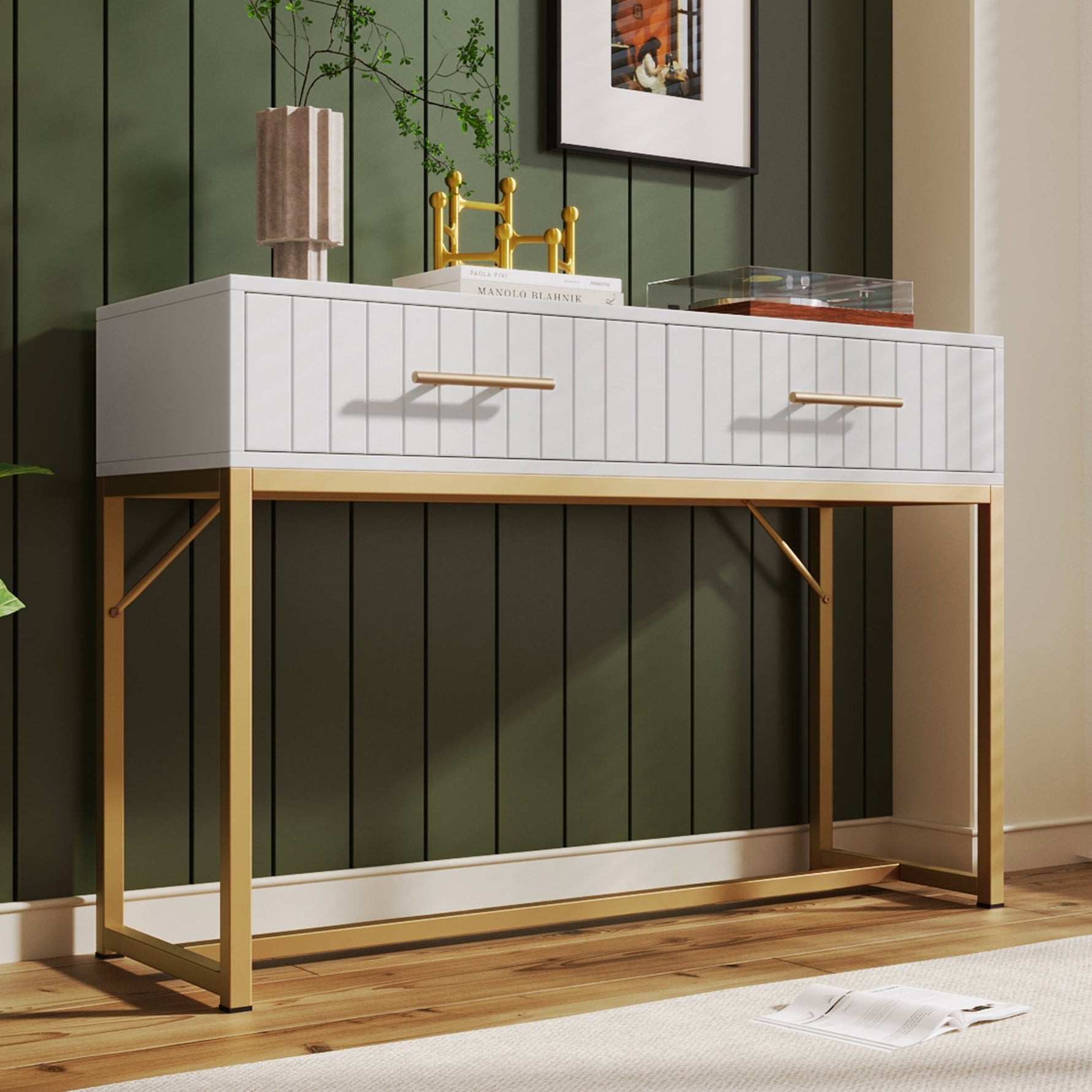 Dressing table with 2 drawers, 75cm high, white