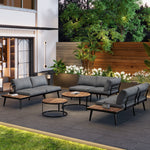Garden Lounge Set 6-Piece Dining Set for 5-6 People Indoor/Outdoor Galvanized Iron Frame