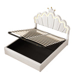 Princess Upholstered Bed 140x200cm with Ambient Light, White