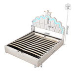 Princess Upholstered Bed 140x200cm with Ambient Light, White