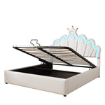 Princess Upholstered Bed 140x200cm with Ambient Light, White