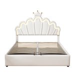 Princess Upholstered Bed 140x200cm with Ambient Light, White