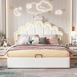 Princess Upholstered Bed 140x200cm with Ambient Light, White