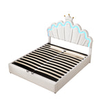 Princess Upholstered Bed 140x200cm with Ambient Light, White