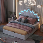 Princess Upholstered Bed 140x200cm with Ambient Light, White