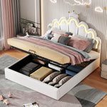 Princess Upholstered Bed 140x200cm with Ambient Light, White