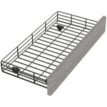 Upholstered Flat Bed 90x200cm Decorative Studs Double Drawers - Grey