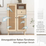 Sideboard, 2 rattan doors, 1 drawer, large storage, wood look