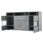 Sideboard 140cm LED 2 Doors 3 Drawers Acrylic Storage - Grey