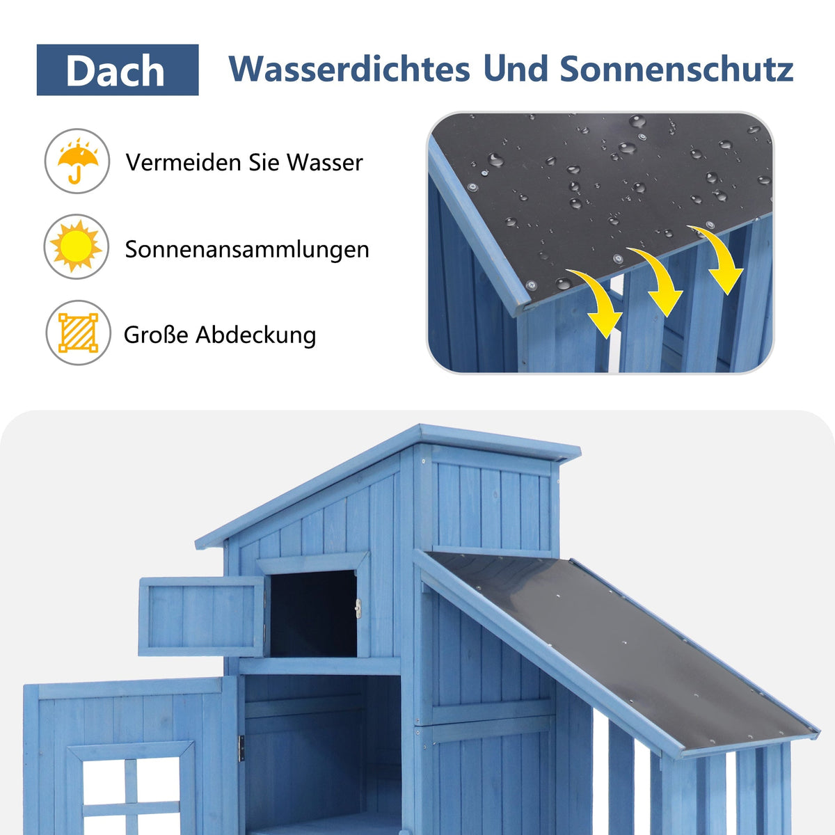 Garden Shed Tool Storage Cabinet 124x46x174 cm for Small Gardens Blue Wood