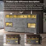 Sideboard 140cm LED 2 Doors 3 Drawers Acrylic Storage - Grey