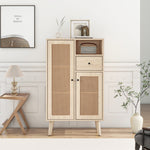 Sideboard, 2 rattan doors, 1 drawer, large storage, wood look