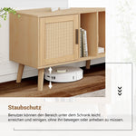 TV Cabinet, 180cm Rattan with 2 Doors & 1 Drawer, Solid Wood