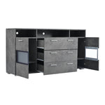 Sideboard 140cm LED 2 Doors 3 Drawers Acrylic Storage - Grey